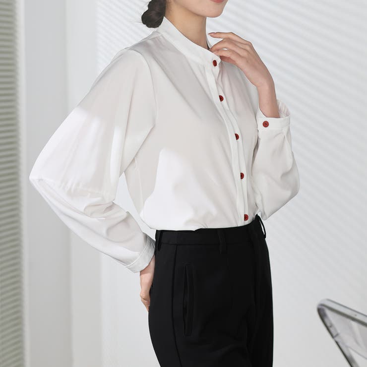 シャツブラウス ノーカラー トップス | shoppinggo | 詳細画像24 