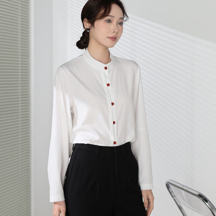 シャツブラウス ノーカラー トップス | shoppinggo | 詳細画像26 