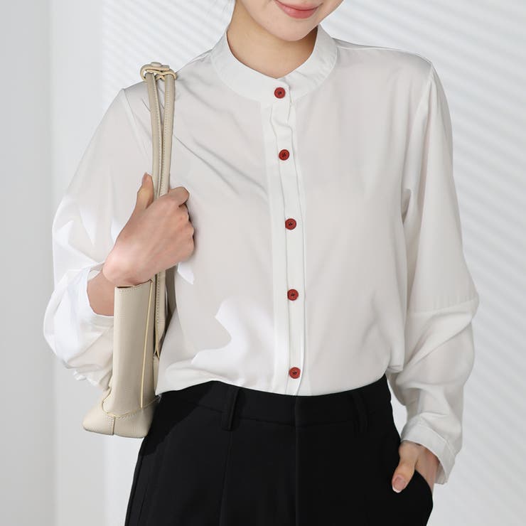 シャツブラウス ノーカラー トップス | shoppinggo | 詳細画像37 
