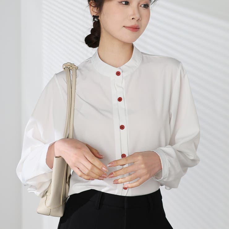 シャツブラウス ノーカラー トップス | shoppinggo | 詳細画像38 