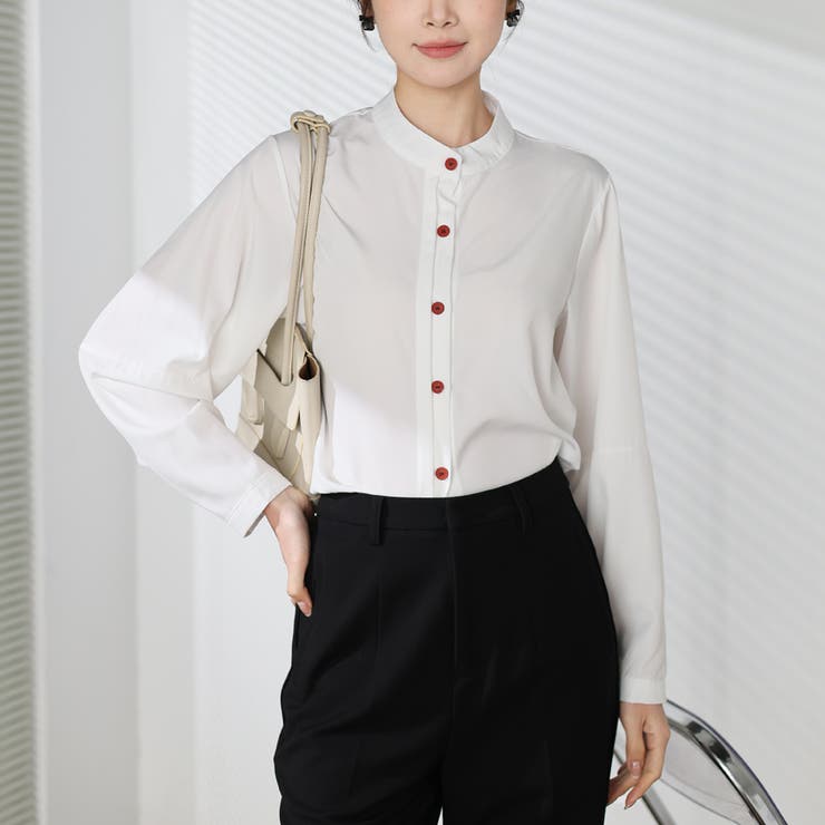 シャツブラウス ノーカラー トップス | shoppinggo | 詳細画像39 