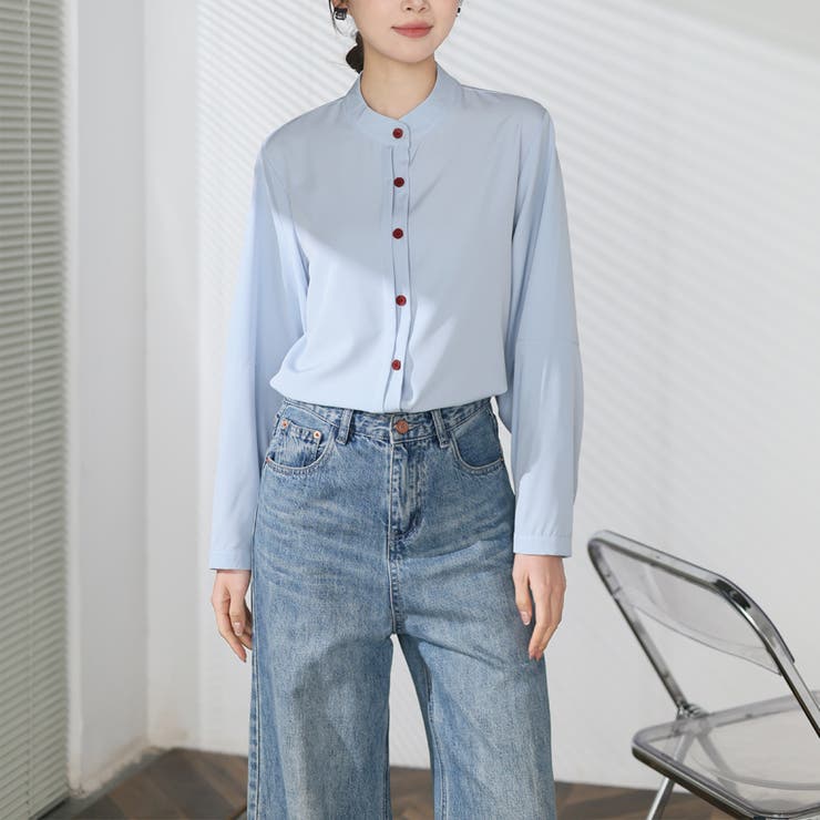 シャツブラウス ノーカラー トップス | shoppinggo | 詳細画像41 