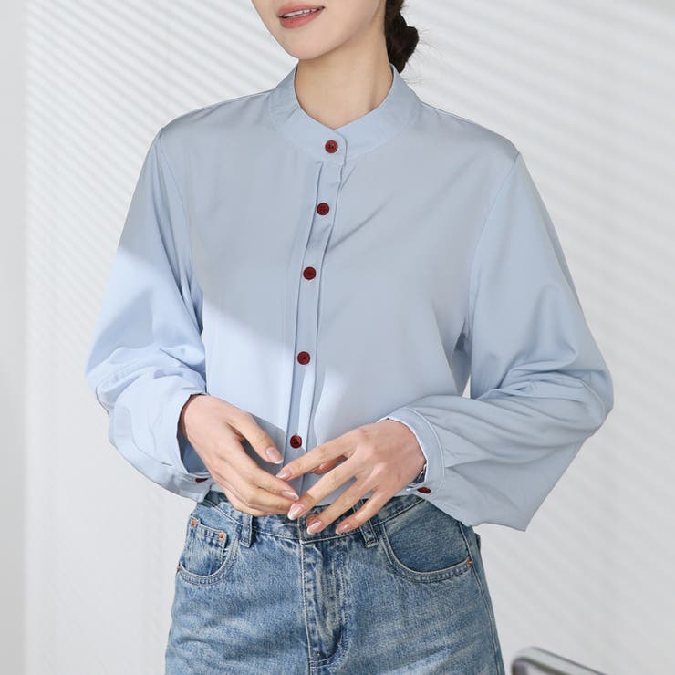 シャツブラウス ノーカラー トップス | shoppinggo | 詳細画像43 
