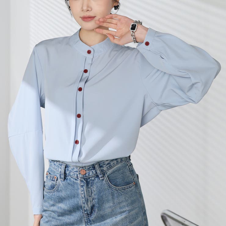 シャツブラウス ノーカラー トップス | shoppinggo | 詳細画像44 