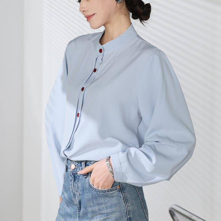 シャツブラウス ノーカラー トップス | shoppinggo | 詳細画像48 