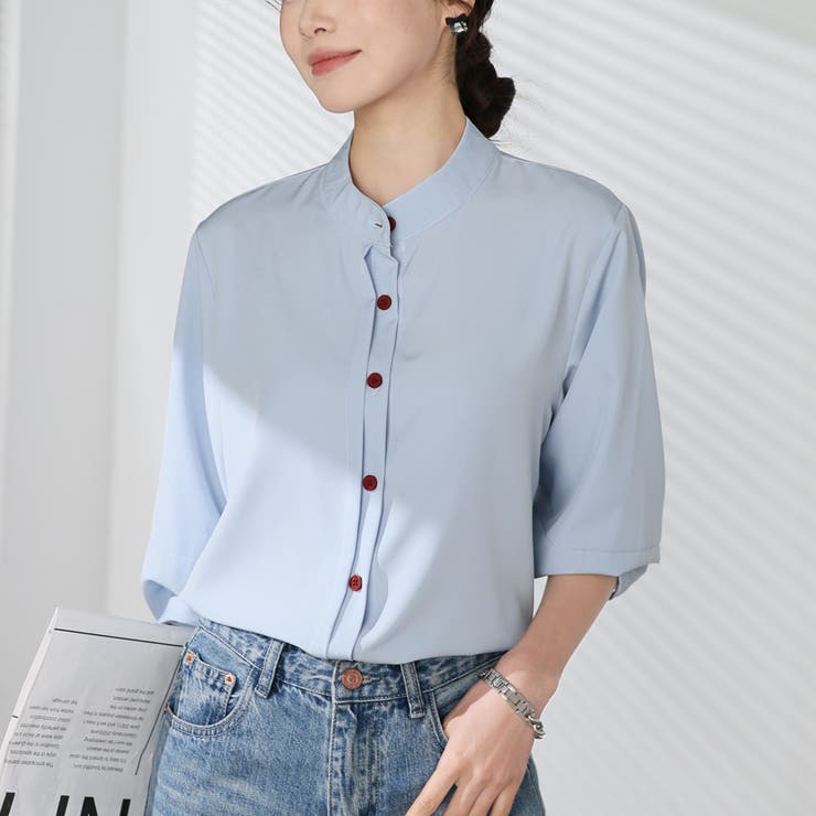 シャツブラウス ノーカラー トップス | shoppinggo | 詳細画像52 