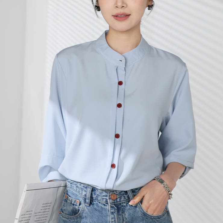 シャツブラウス ノーカラー トップス | shoppinggo | 詳細画像53 