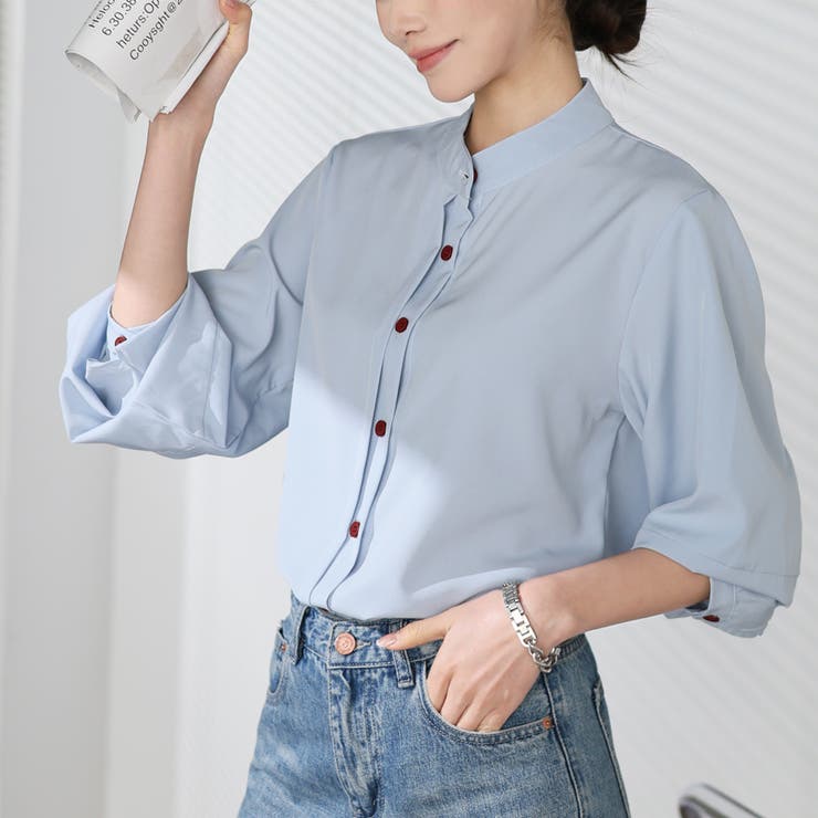 シャツブラウス ノーカラー トップス | shoppinggo | 詳細画像56 