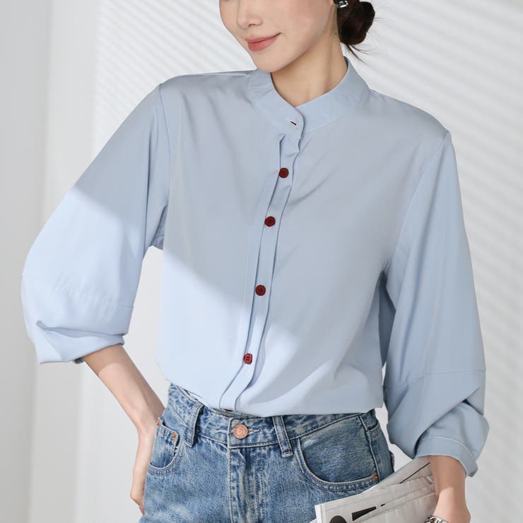 シャツブラウス ノーカラー トップス | shoppinggo | 詳細画像59 