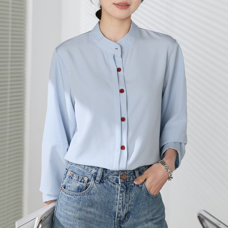 シャツブラウス ノーカラー トップス | shoppinggo | 詳細画像60 