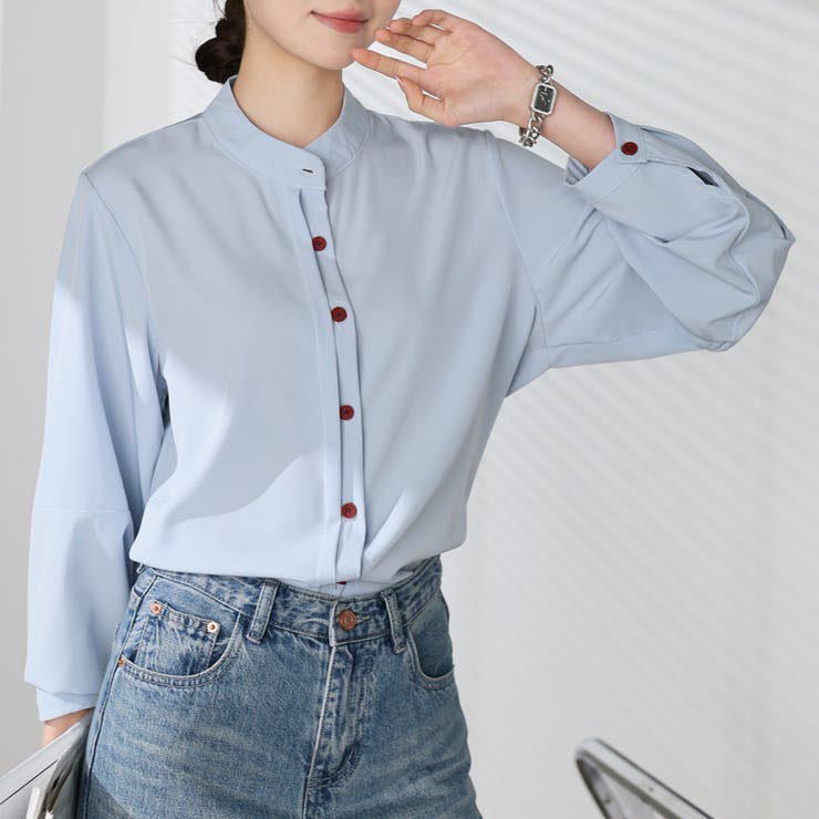 シャツブラウス ノーカラー トップス | shoppinggo | 詳細画像61 