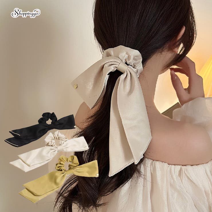 ヘアゴム リボンシュシュ パール高級感 | shoppinggo | 詳細画像1 