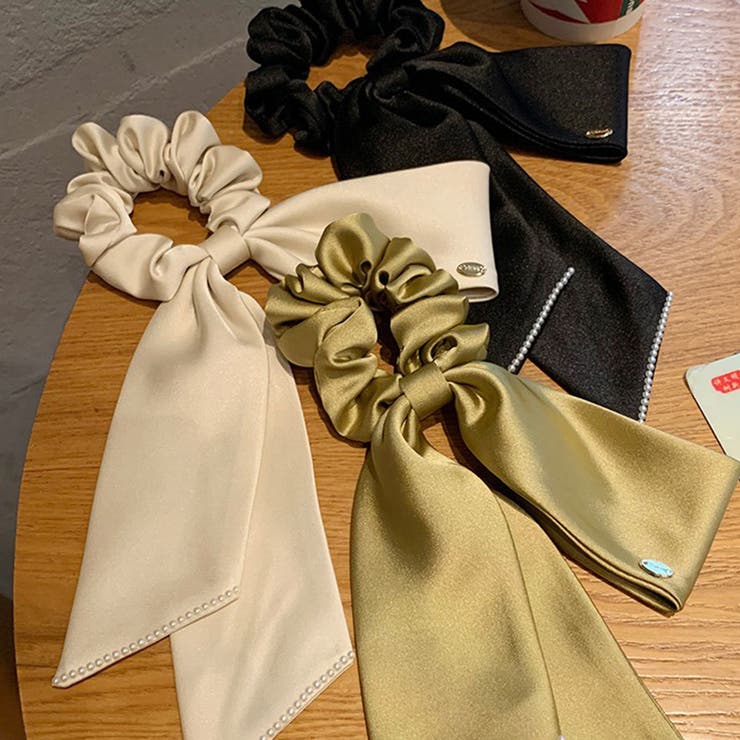 ヘアゴム リボンシュシュ パール高級感 | shoppinggo | 詳細画像3 