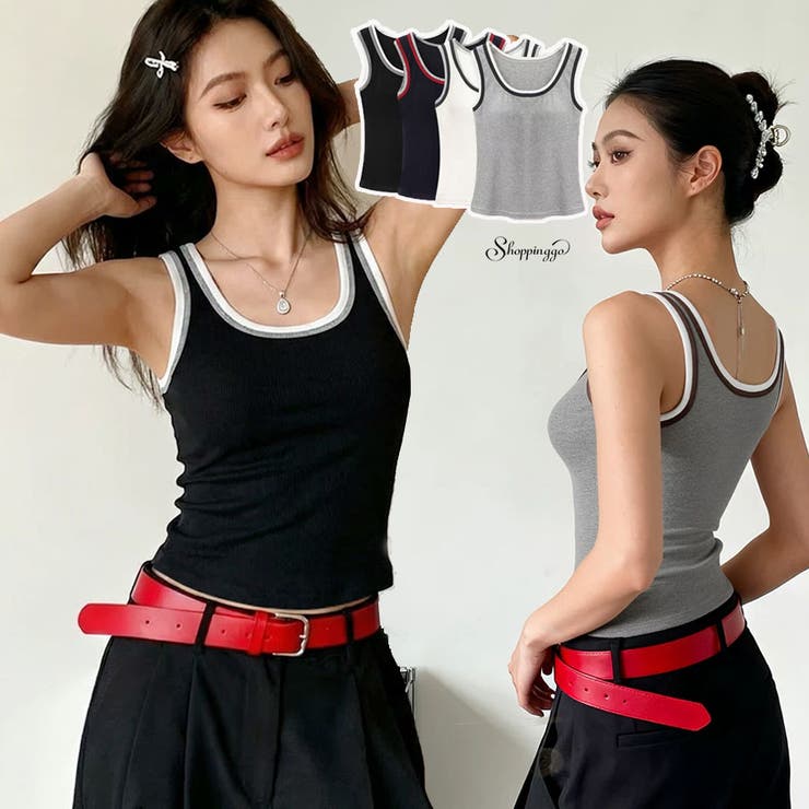 タンクトップ ショート丈 胸パット付 | shoppinggo | 詳細画像1 