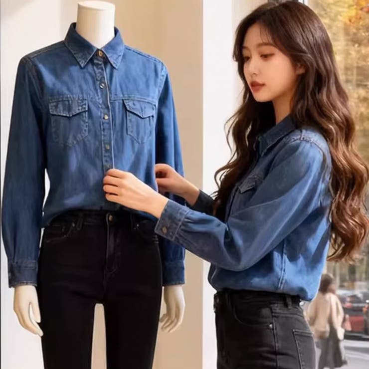デニムシャツ ダンガリーシャツ レディース | shoppinggo | 詳細画像12 