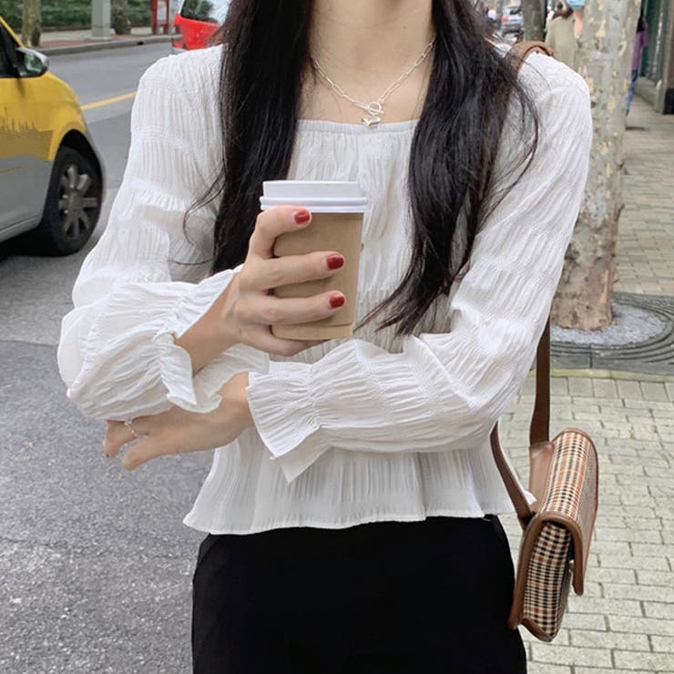 ホワイト | ブラウス 長袖 フリルブラウス | shoppinggo