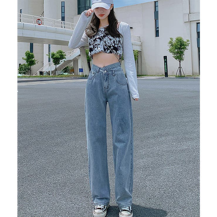 デニムパンツ レディース ハイウエストジーパン 韓国ボトムス 美脚脚長ズボン | shoppinggo | 詳細画像4 