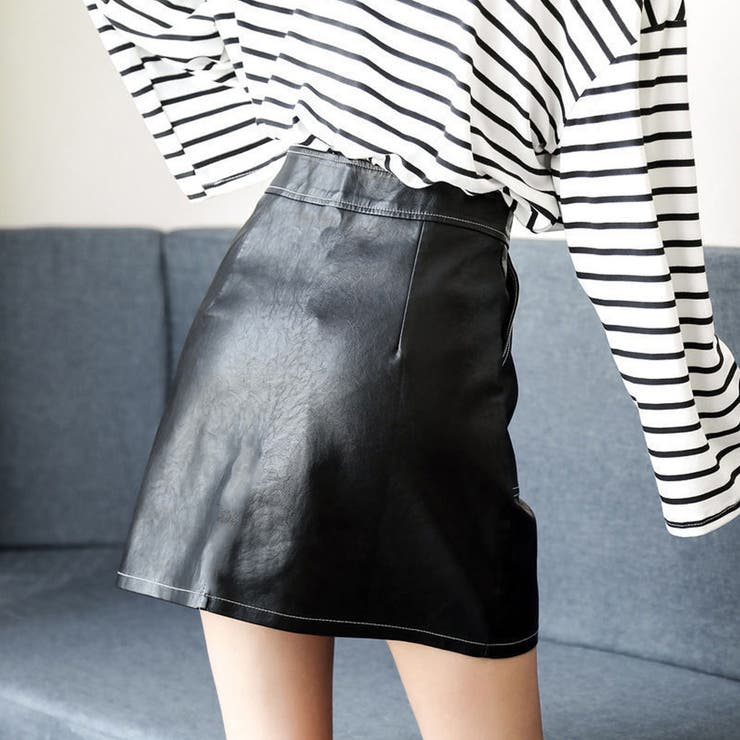 タイトスカート フェイクレザー ミニ丈 | shoppinggo | 詳細画像4 
