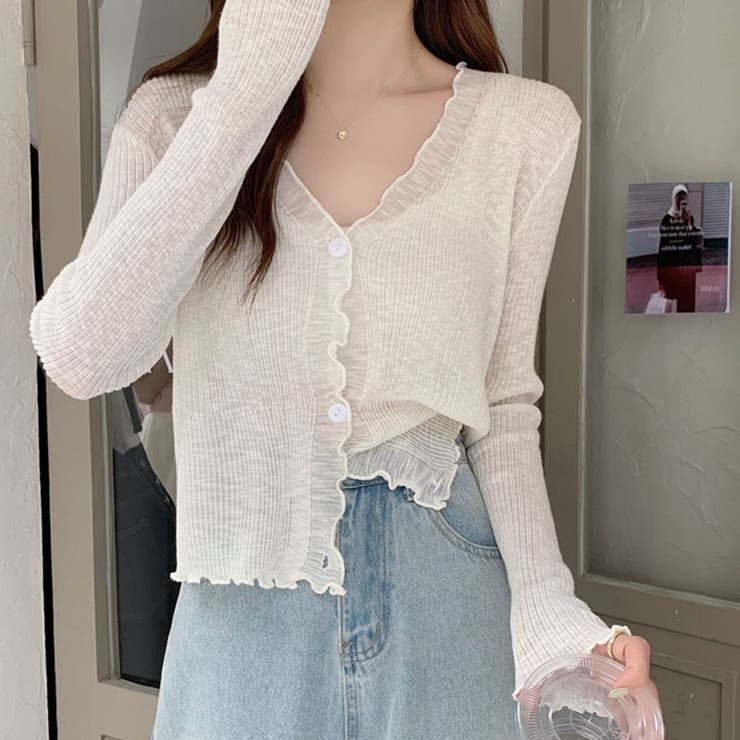 サマーカーディガン 透かし編み Vネックカーディガン | shoppinggo | 詳細画像8