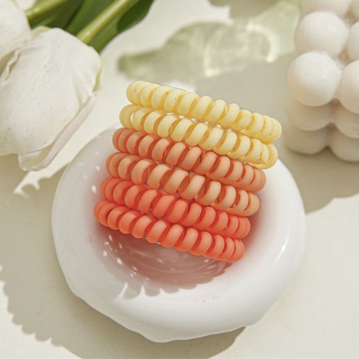 オレンジ | ヘアゴム6点セット スプリングヘアゴム ブレス | shoppinggo