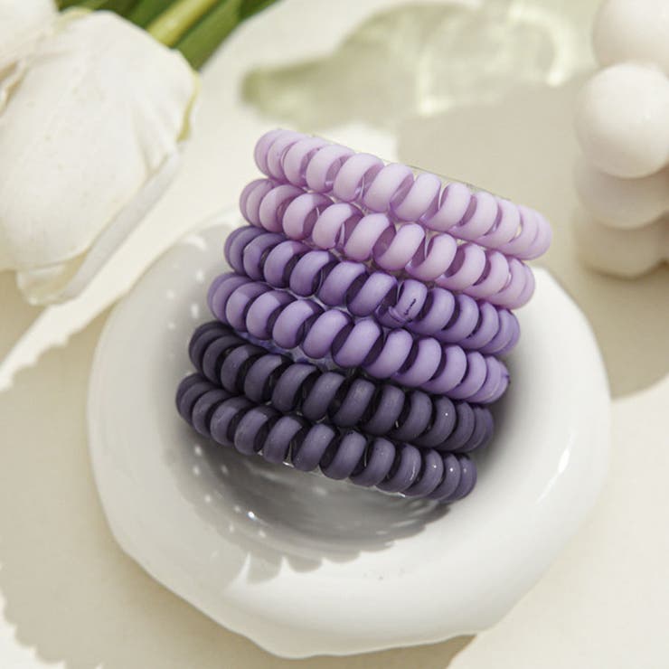 パープル | ヘアゴム6点セット スプリングヘアゴム ブレス | shoppinggo