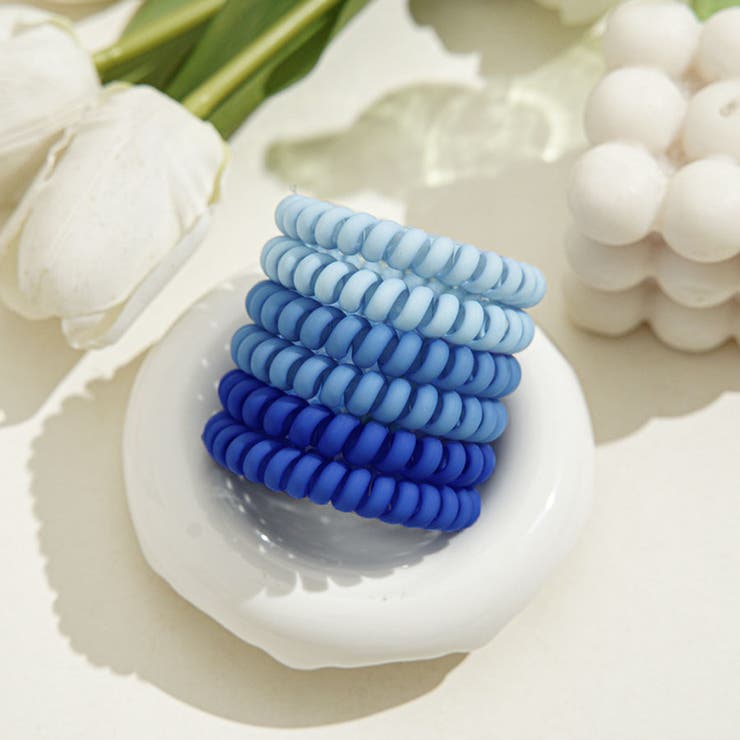ローヤルブルー | ヘアゴム6点セット スプリングヘアゴム ブレス | shoppinggo