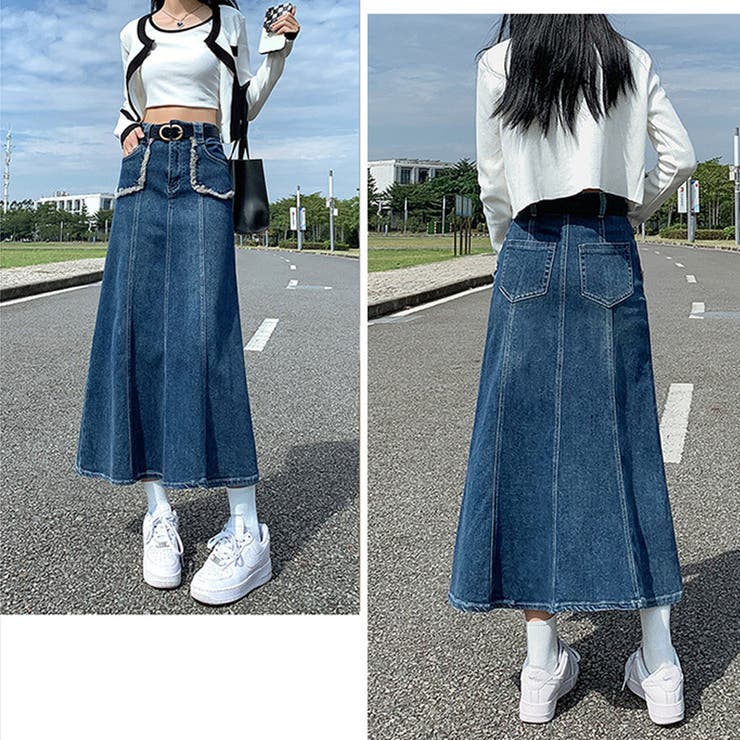 DIESEL size 25 ロングスカート デニムスカート バイカラー