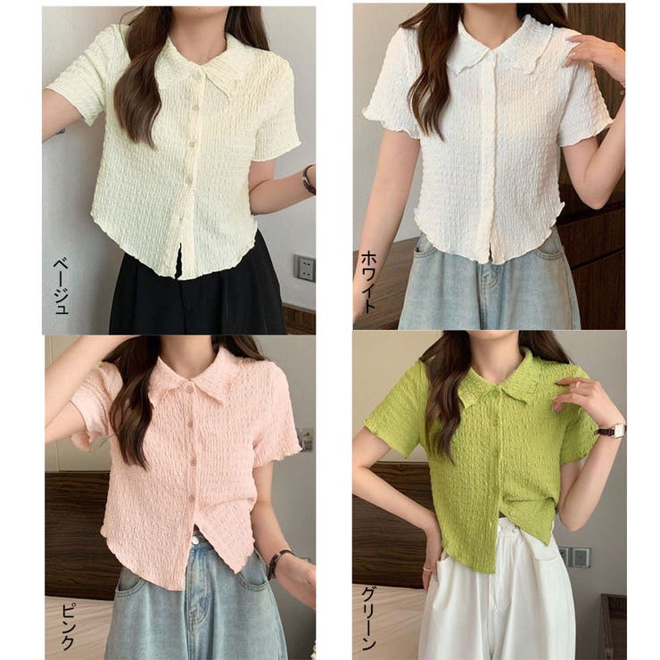 襟付き半袖 Tシャツ tブラウス | shoppinggo | 詳細画像2 