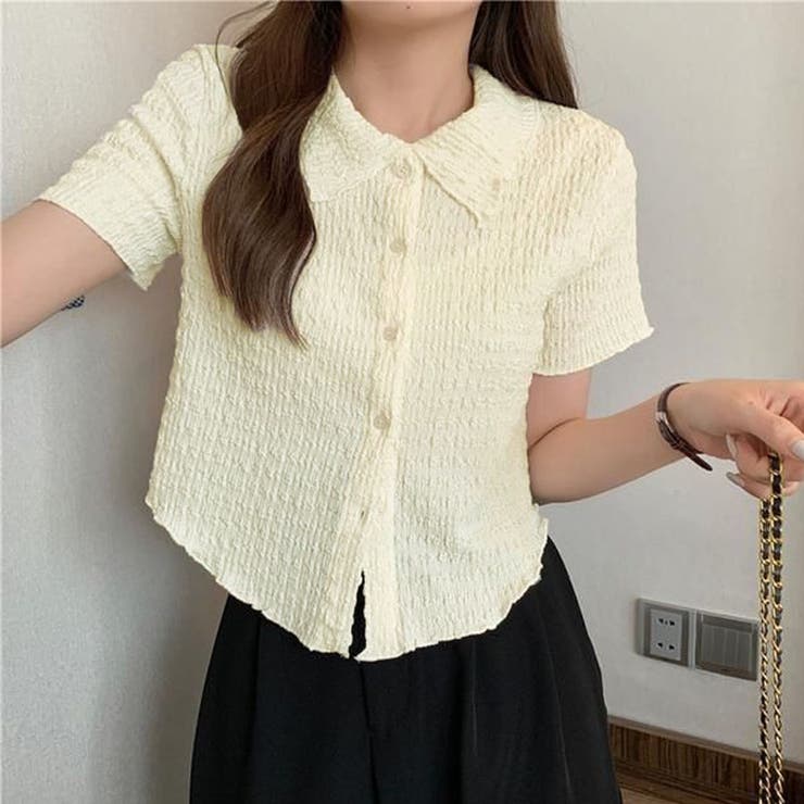 ベージュ | 襟付き半袖 Tシャツ tブラウス | shoppinggo