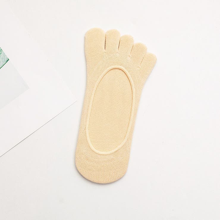 ベージュ | 5本指 ソックス  靴下 レディース無地 防臭 フットカバー 浅履き | shoppinggo