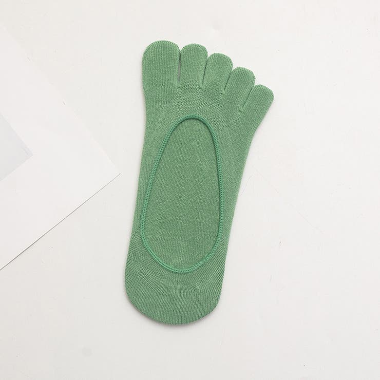 グリーン | 5本指 ソックス  靴下 レディース無地 防臭 フットカバー 浅履き | shoppinggo