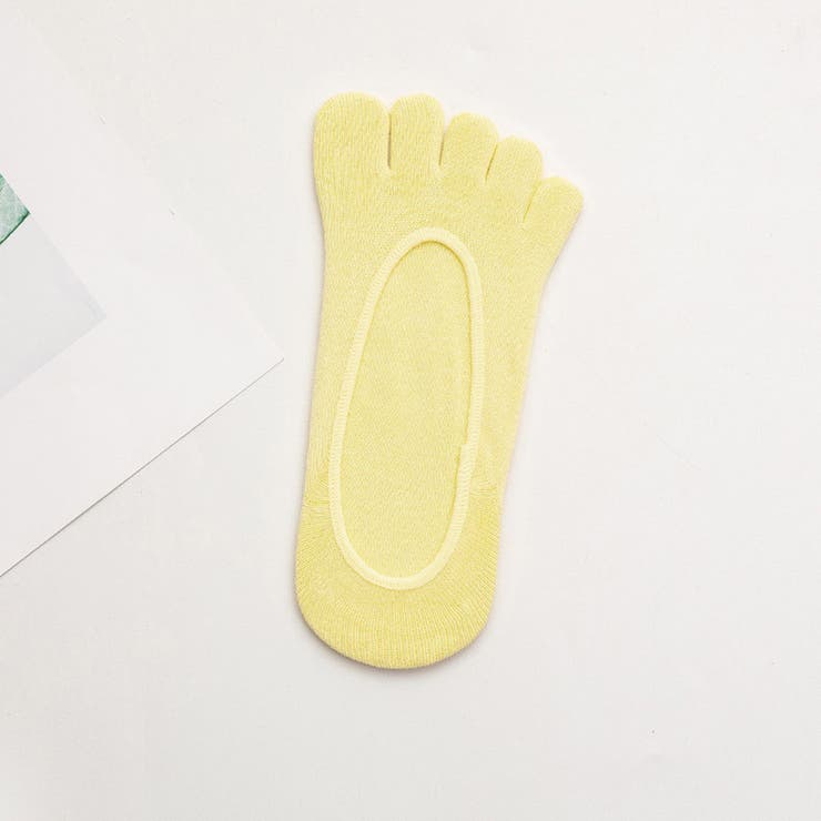ライトイエロー | 5本指 ソックス  靴下 レディース無地 防臭 フットカバー 浅履き | shoppinggo