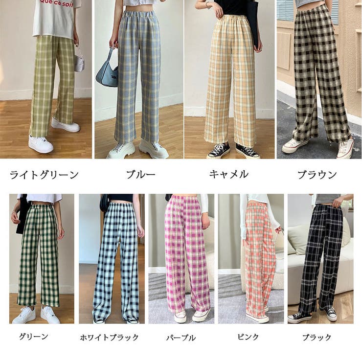 チェック柄パンツ ワイドパンツ レディース | shoppinggo | 詳細画像2 
