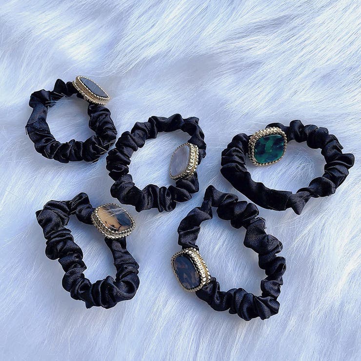 シュシュ  ヘアゴム  ブルーブラック Jewel VOX シュシュ ヘアゴム ヘアアクセ ブラック ネイビー ベロア S