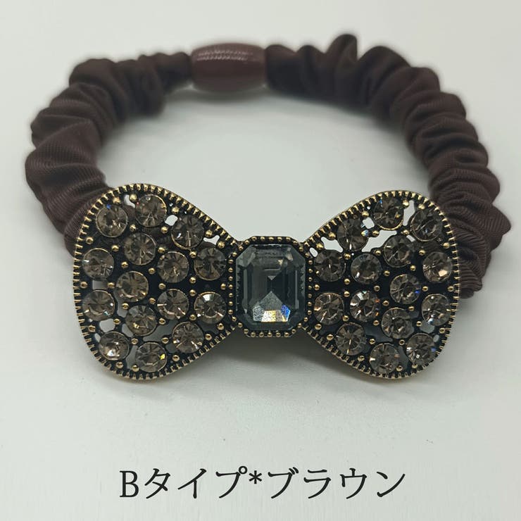 Bタイプ*ブラウン | シュシュ ヘアゴム キラキラ | shoppinggo
