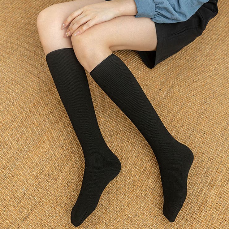 ブラック | 裏起毛ハイソックス 冷え取り靴下 冷えとり | shoppinggo