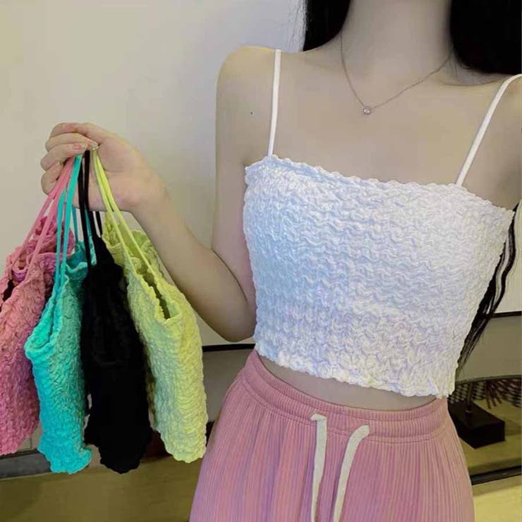 ホワイト | キャミソール カップ付 キャミタンクトップ | shoppinggo