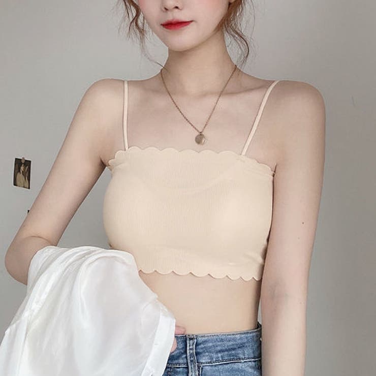 ベージュ | キャミソール カップ付 キャミタンクトップ | shoppinggo
