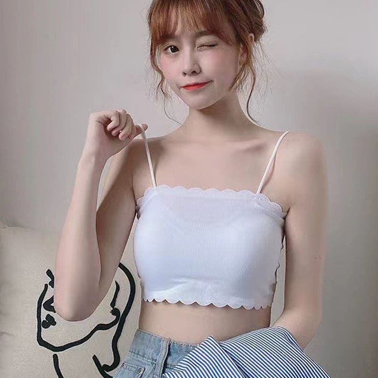 ホワイト | キャミソール カップ付 キャミタンクトップ | shoppinggo