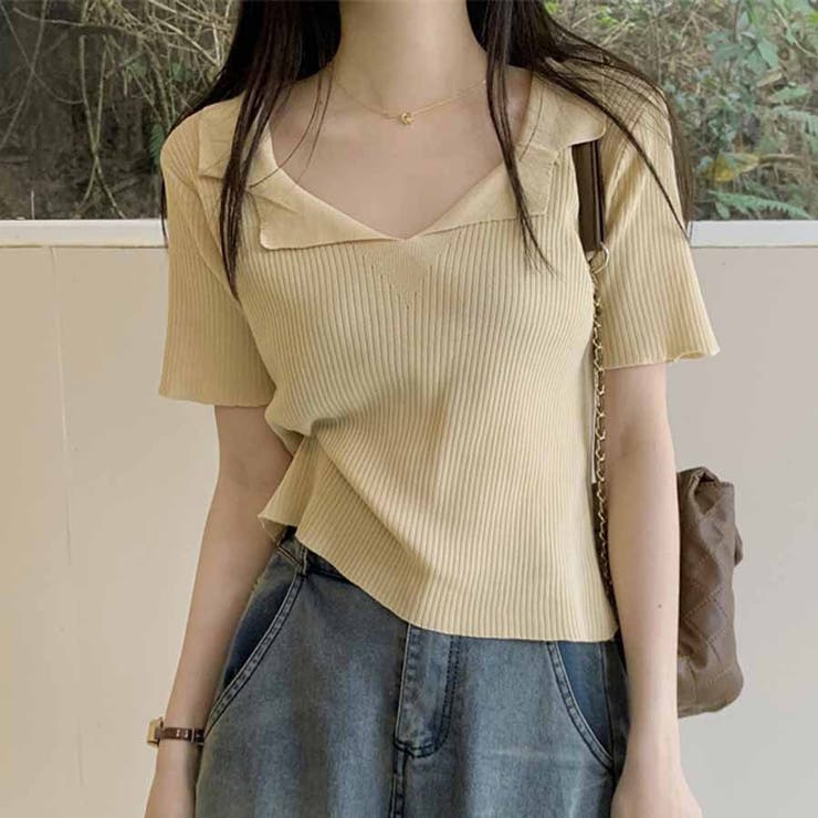 ベージュ | ニット レディース 半袖 | shoppinggo