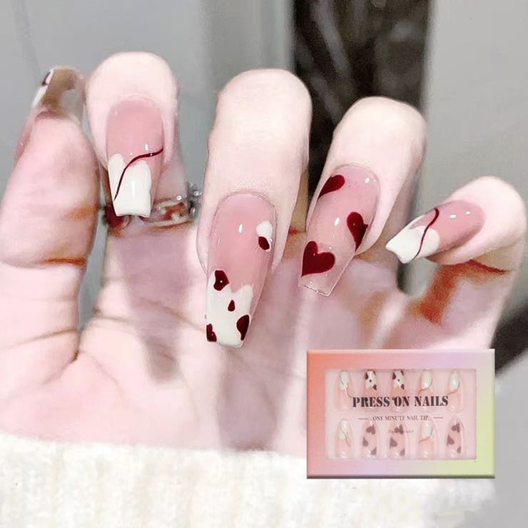 S003PK | ネイルチップ ハート ショート | shoppinggo