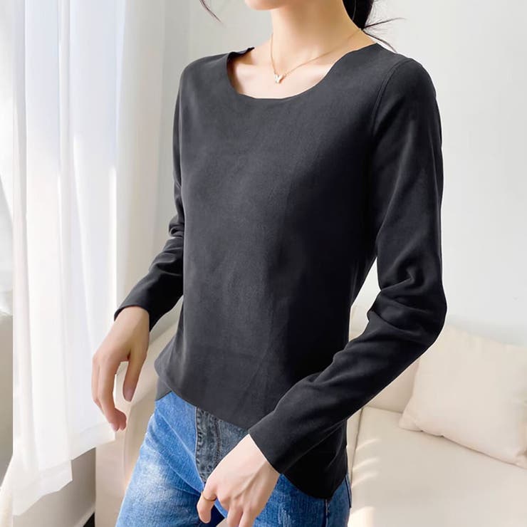 ブラック | 極暖Ｔシャツ ヒートインナー 裏起毛 | shoppinggo