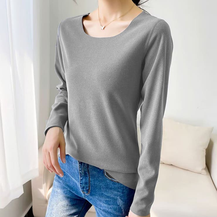 グレー | 極暖Ｔシャツ ヒートインナー 裏起毛 | shoppinggo
