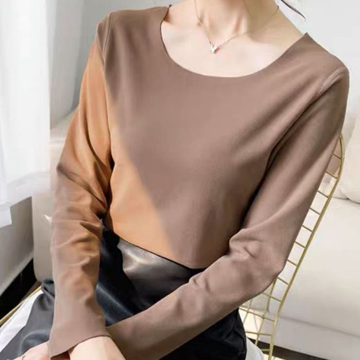 キャメル | 極暖Ｔシャツ ヒートインナー 裏起毛 | shoppinggo