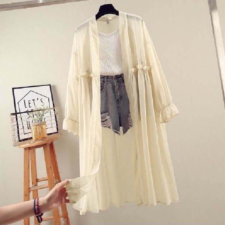 ベージュ | シアーカーディガン 透け感 UV対策 | shoppinggo