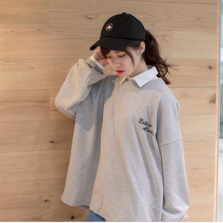 ロゴスウェット 刺繍入り韓国ロングTシャツ | shoppinggo | 詳細画像24 
