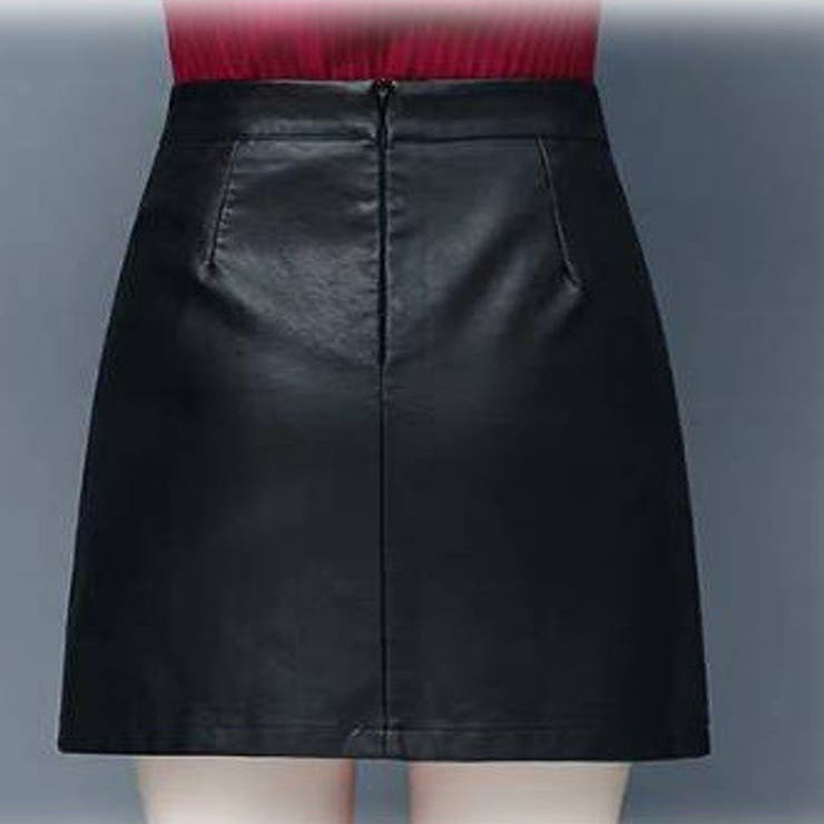 ミニスカート フェイクレザーインナーパンツ付 台形 スカート黒 韓国 | shoppinggo | 詳細画像3 