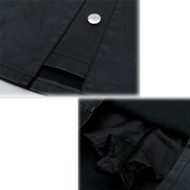 ミニスカート フェイクレザーインナーパンツ付 台形 スカート黒 韓国 | shoppinggo | 詳細画像12 