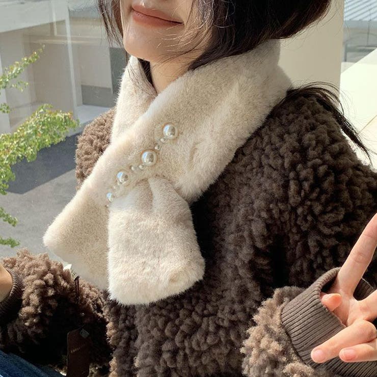 A02*ベージュ | マフラー ティペット フェイクファー | shoppinggo