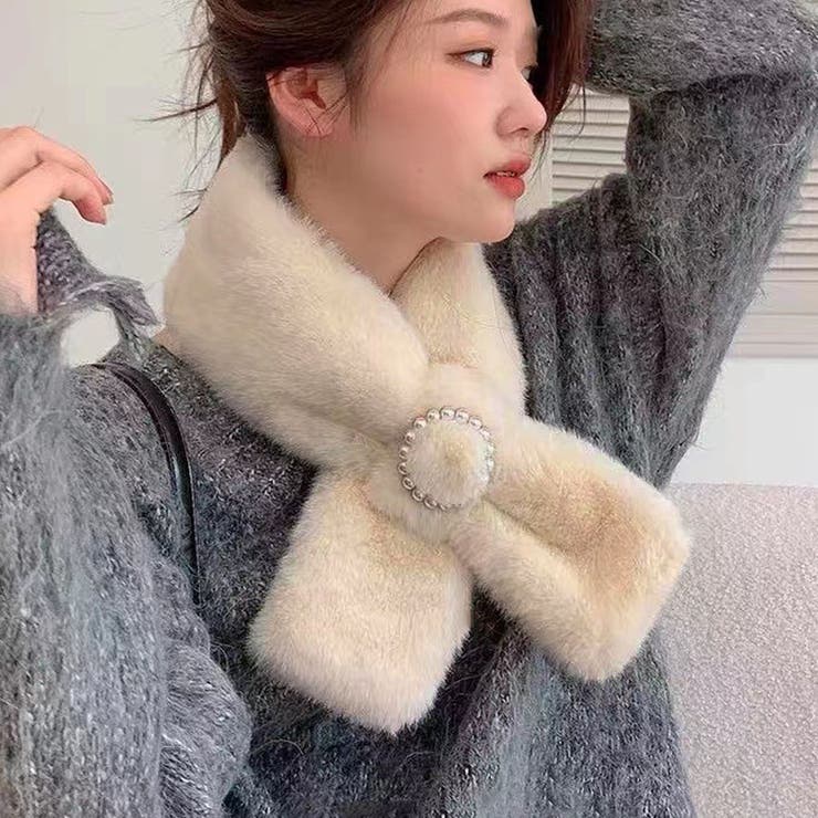 A03*ベージュ | マフラー ティペット フェイクファー | shoppinggo